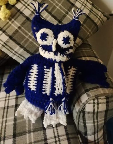 Christine M, crocheted owl.